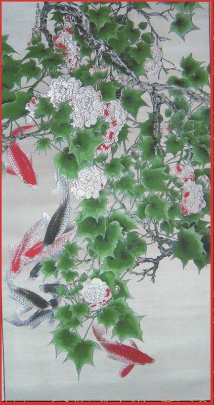 蜀锦卷轴芙蓉锦鲤 蜀锦卷轴芙蓉锦鲤