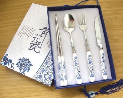 青花瓷餐具 刀叉勺筷餐具礼品  创意餐具礼品个性定制